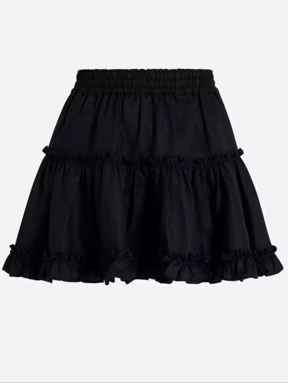 NEW Hill House Paz Skirt Linen Mini A-Line Ruffle Hem Black, Sz S